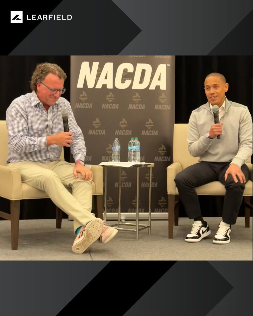 Learfield's tweet photo. For more than 40 years, the #NACDA Mid-Winter Meetings have been the premier gathering for over 200 collegiate administrators and sponsors.
Our President of Brand Management & Marketing @czmoss joined @madkour of @SBJ for an engaging discussion, with a photo op alongside @NACDA President @SeanTFrazier.
#CollegeAthletics #SportsBusiness #Leadership