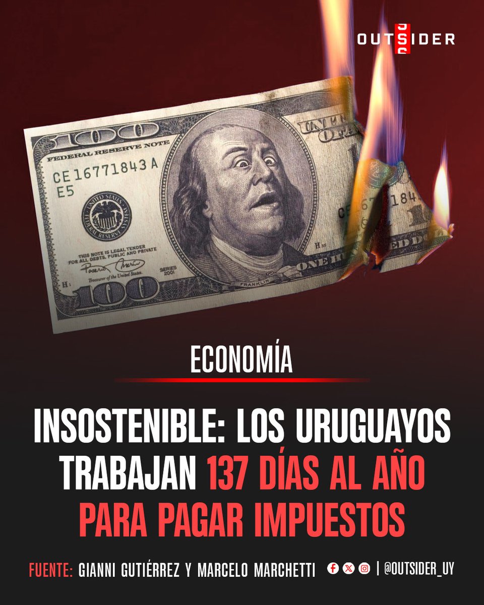 🇺🇾 | Según el libro Límites a la creación y recaudación de impuestos, de los doctores Gianni Gutiérrez y Marcelo Marchetti, los uruguayos deben trabajar 137 días al año solo para pagar impuestos y financiar el enorme aparato estatal.