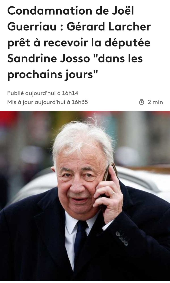 GrandserreSylv1's tweet image. Guerriau a été mis en examen et placé sous contrôle judiciaire en... novembre 2023 ! Il laura donc fallu près de 800 jours à Larcher pour donner signe de vie à S. Josso et encore, pas tout de suite, mais "dans les prochains jours".
G comme Goujat.
L comme Lâcheté.