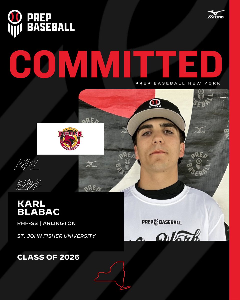 PrepBaseballNY's tweet image. 🚨Commitment Watch🚨

2026 RHP/SS Karl Blabac (Arlington) has committed to St. John's Fisher University

✅ 2025 NY State Games

👤 loom.ly/bdA3oNs

#congrats #committed