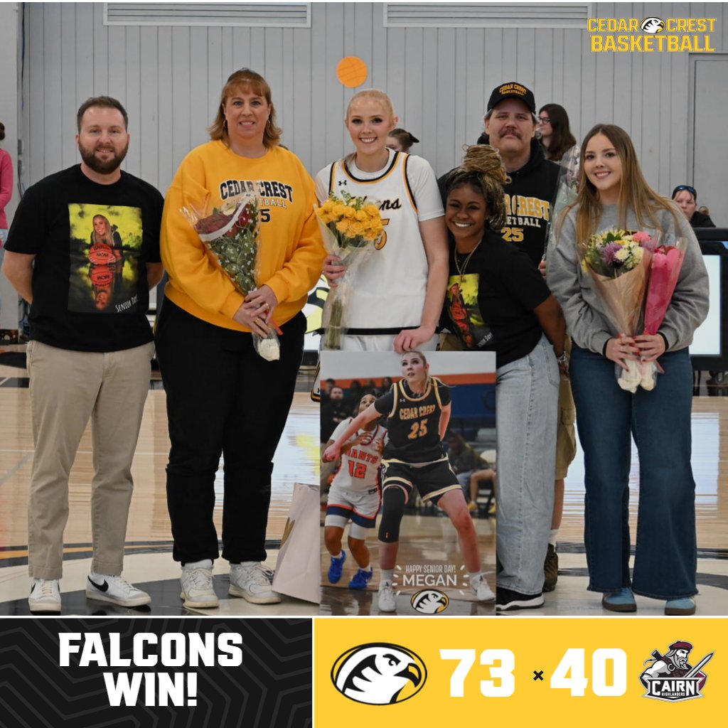 🏀FALCONS WIN!!!🏀

RECAP/STATS | Basketball Bounces Back For Triumph Over Cairn in Conference Play on Senior Day

STORY➡️cedarcrestathletics.com/news/2026/1/31…

#GoFalcons #NestProtected #SoarHigher #FalconFamily #d3hoops