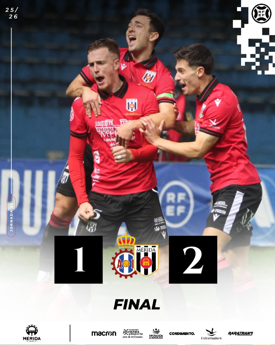 ✅ ¡Finaaaaaaal! ¡Final del partido en el Roman Suárez Puerta! ¡SÍ! ¡SÍ! ¡SÍ! ¡Victoria fuera de casa! ¡3 Puntazos! ➕3️⃣⚪️⚫️

<a href="/RealAvilesInd/">Real Avilés Industrial</a> 1-2 <a href="/Merida_AD/">A.D. Mérida</a>  

⚽️ Rui Gomes
⚽️ Javi Domínguez 

#RealAvilésMérida