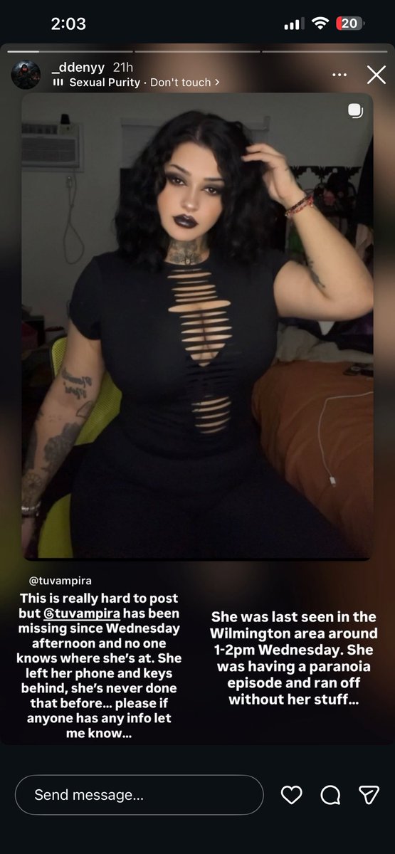 ‼️‼️Hi everyone my friend Jessica has gone missing if you can pls spread the word. Her family and friends would be grateful! She was last seen on Wednesday in Wilmington CA‼️‼️🙏🏽