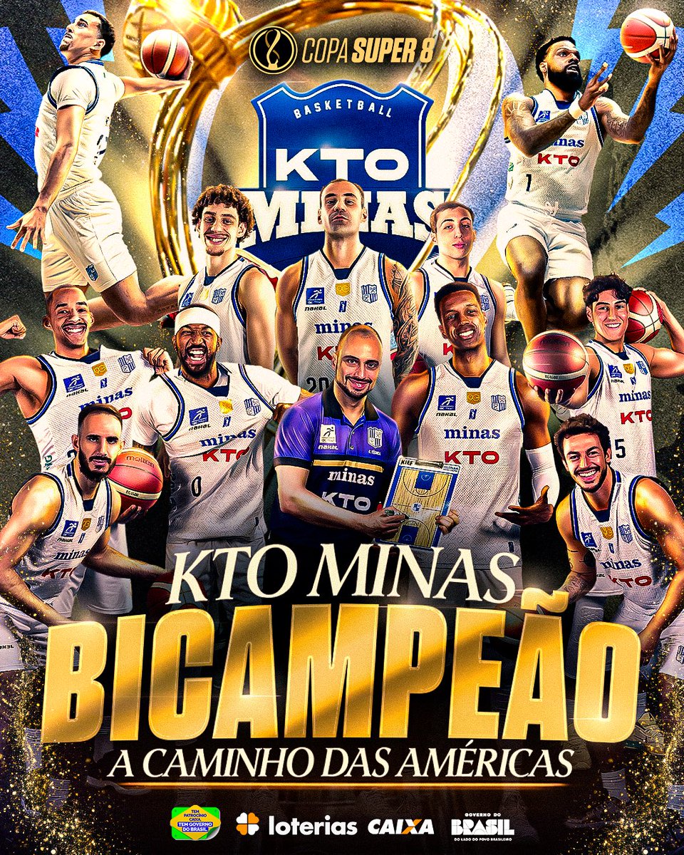 O KTO Minas é BICAMPEÃO da Copa Super 8! 🏆

A tempestade mineira faz história novamente. O <a href="/MinasTenisClube/">Minas Tênis Clube</a> vence o torneio mais insano do basquete brasileiro pela segunda vez! 🔥

#NossaTerraTemBasquete | #CaminhoDasAméricas | #Loterias |#GovernoDoBrasil
Onde tem Patrocínio,