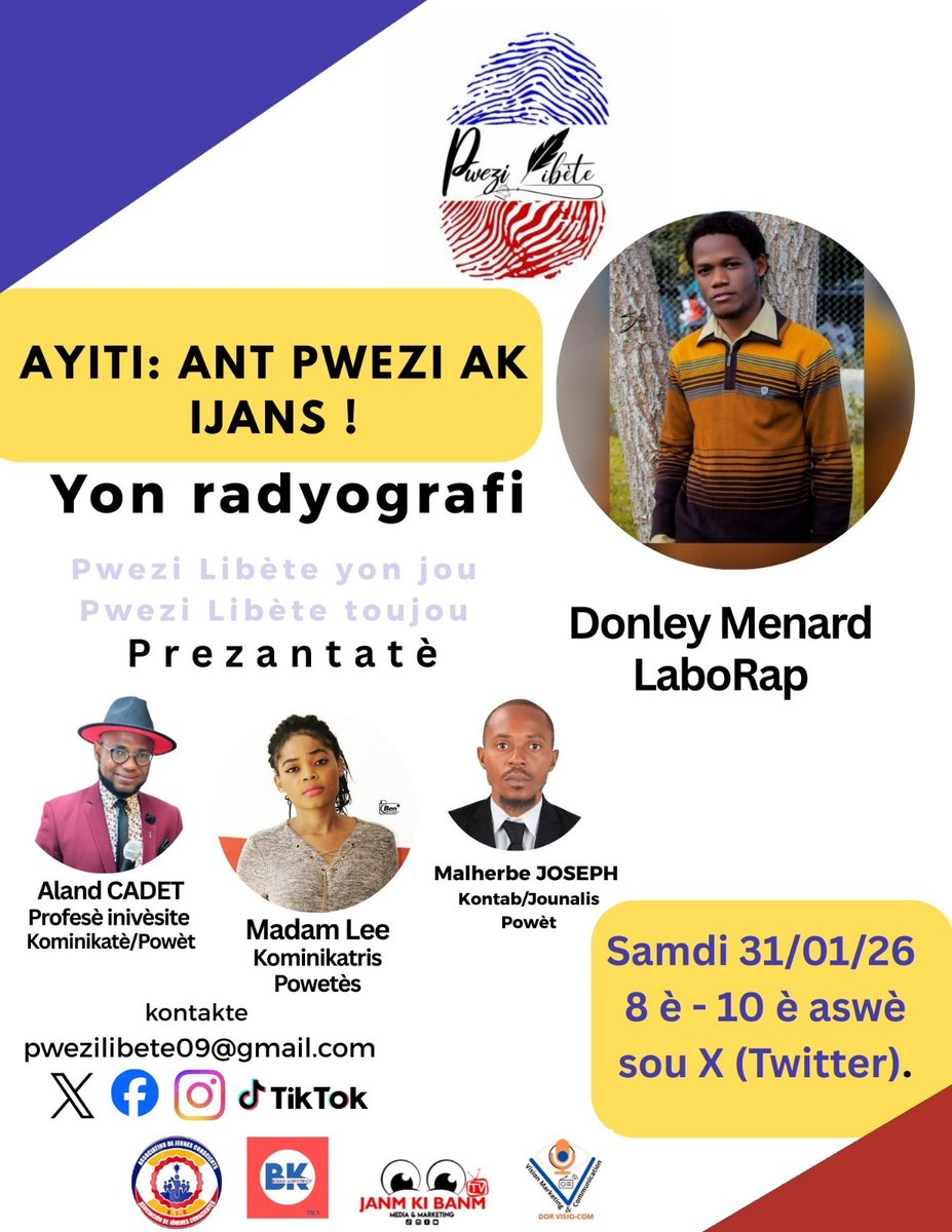 Vini nou  ansanm ak LaboRap <a href="/DonleyMenard/">Menard Donley</a> yon radyografi "ant pwezi ak ijans nan peyi Ayiti".
Randevou kase a 8 è PM nan lè Ayiti. Vinn di tèks, vinn ekri tèks pandan espas la. 
Vinn nou pale ansanm, dechaje lespwi ak plim nou.