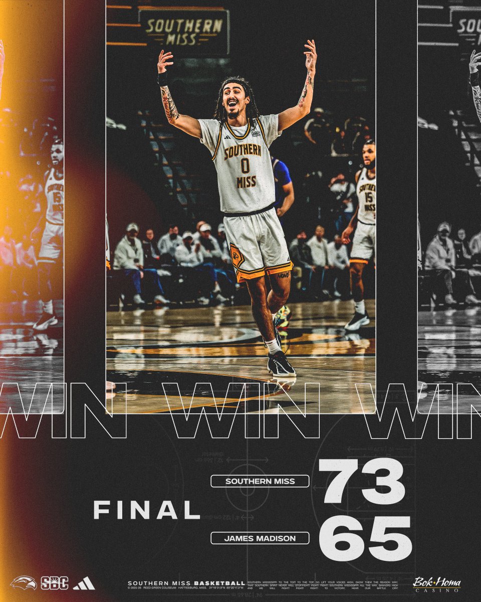 SouthernMissMBB's tweet image. back in the 𝗗𝗨𝗕 column 🫡

#TheGoldenStandard | #SMTTT