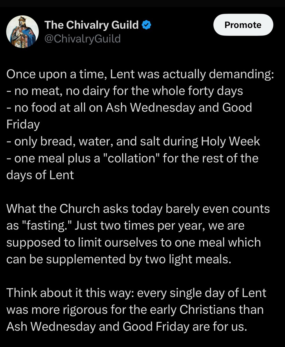 ChivalryGuild's tweet image. With Lent coming later this month, consider this: