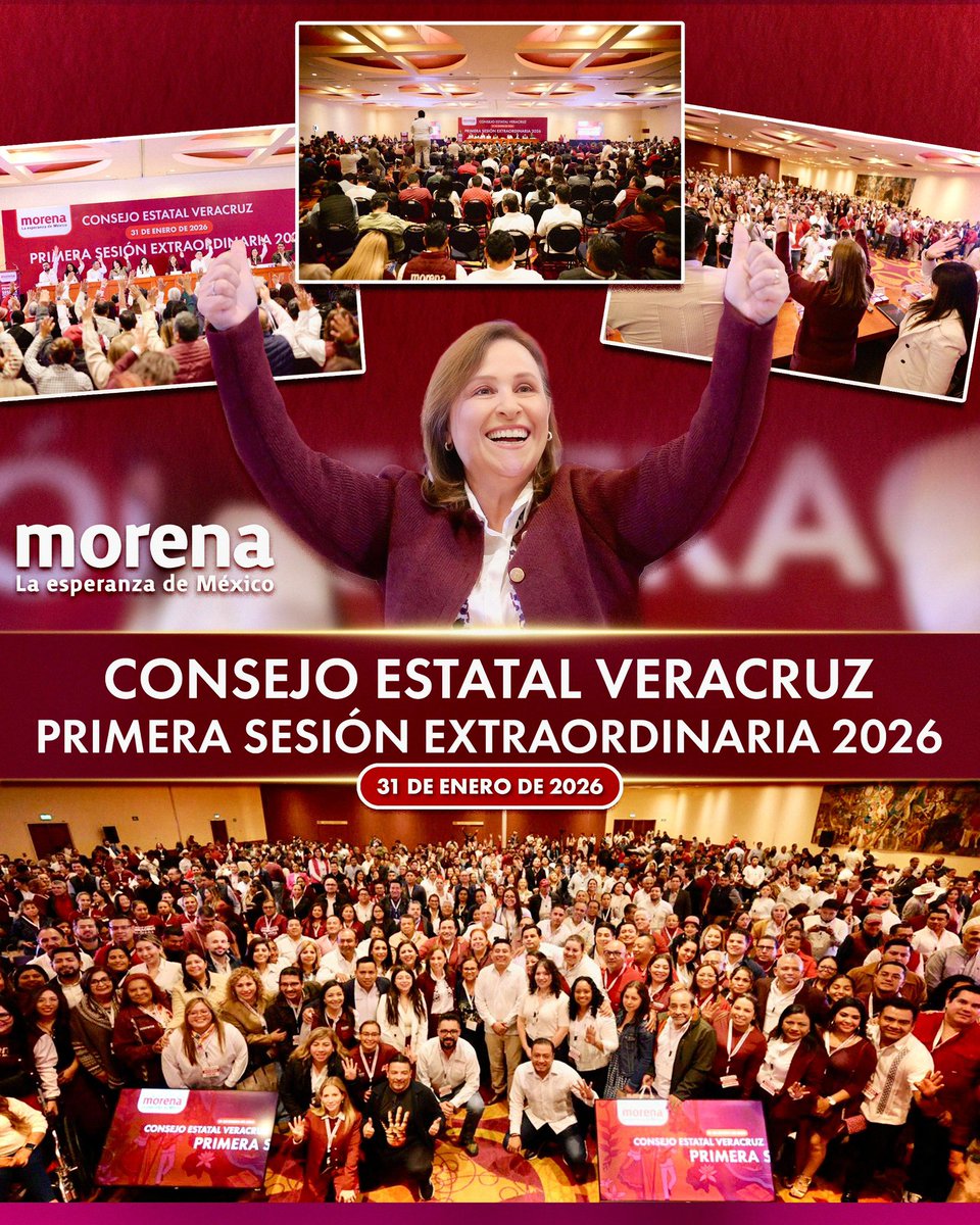 Nuestro movimiento sigue muy activo y trabajando con compromiso. Es el primer Consejo Estatal Veracruz 2026 en todo el país. Caminamos unidos por el bien común. 🤝

¡Veracruz se está posicionando!
¡Viva Morena! ¡Viva Veracruz! ¡Viva México! 🇲🇽