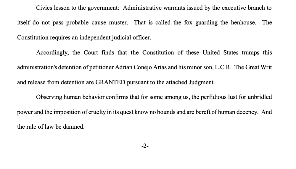 maklelan's tweet image. The judge concludes with a damning indictment of the Trump regime couched as a civic's lesson to the government that I heartily cosign and endorse.