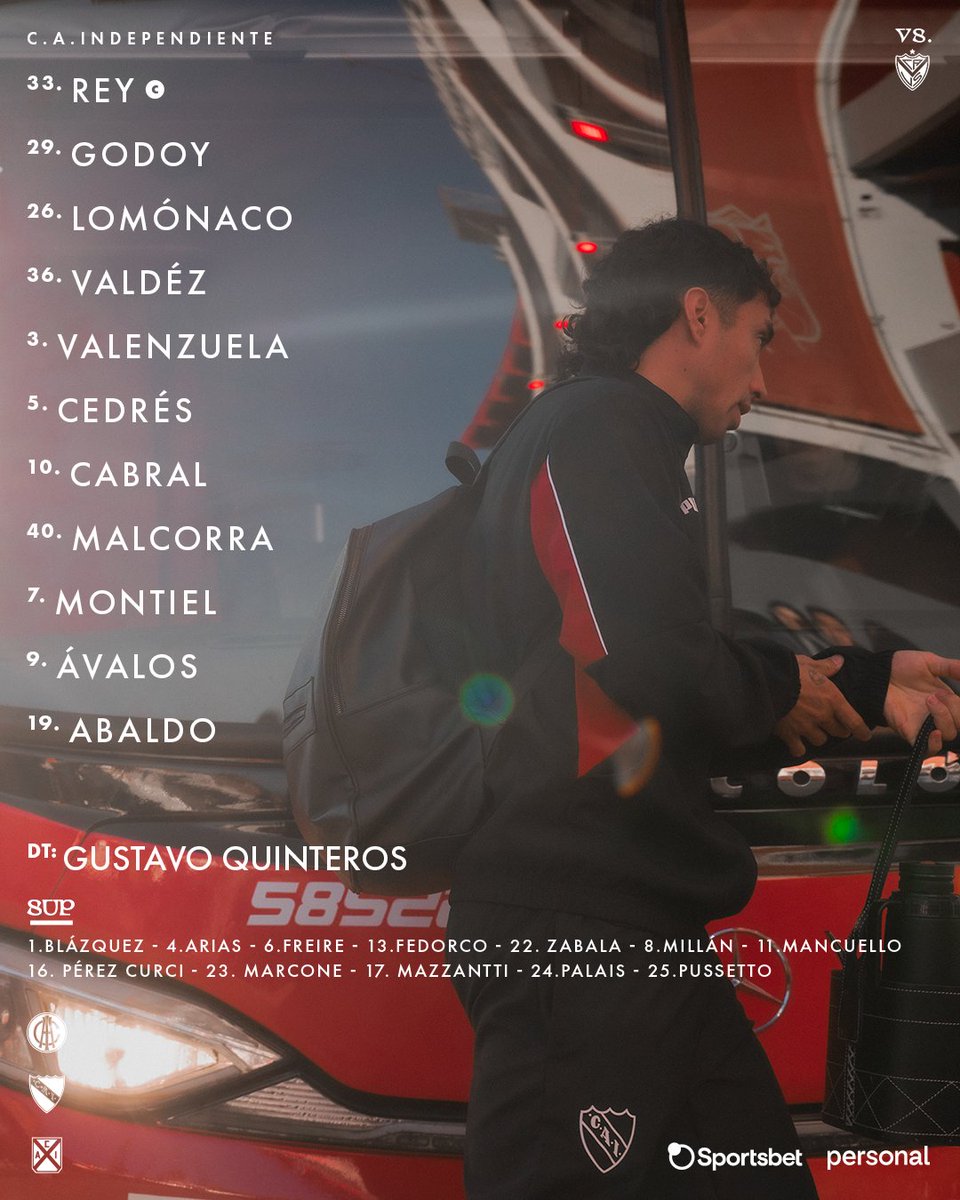 #Independiente Equipo confirmado para enfrentar a #Vélez desde las 19.45 en Avellaneda 👇🏽
