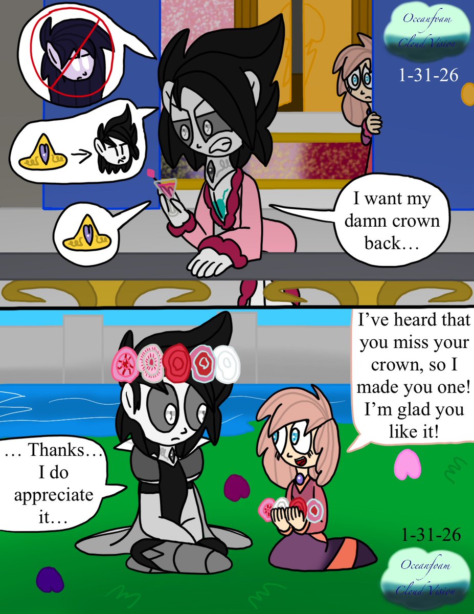 oceanfoamcloud's tweet photo. Diamond saw that Emmet misses his crown, so she made him one!
It isn’t the same, but it’s made from his favorite flowers :D
Please don’t use, repost, or reupload my art w/o my permission
All characters are from my series ElementCore, &amp; are mine
#ElementCore
#oc
#comic
#digitalart https://t.co/JDaw3Bvqxx
