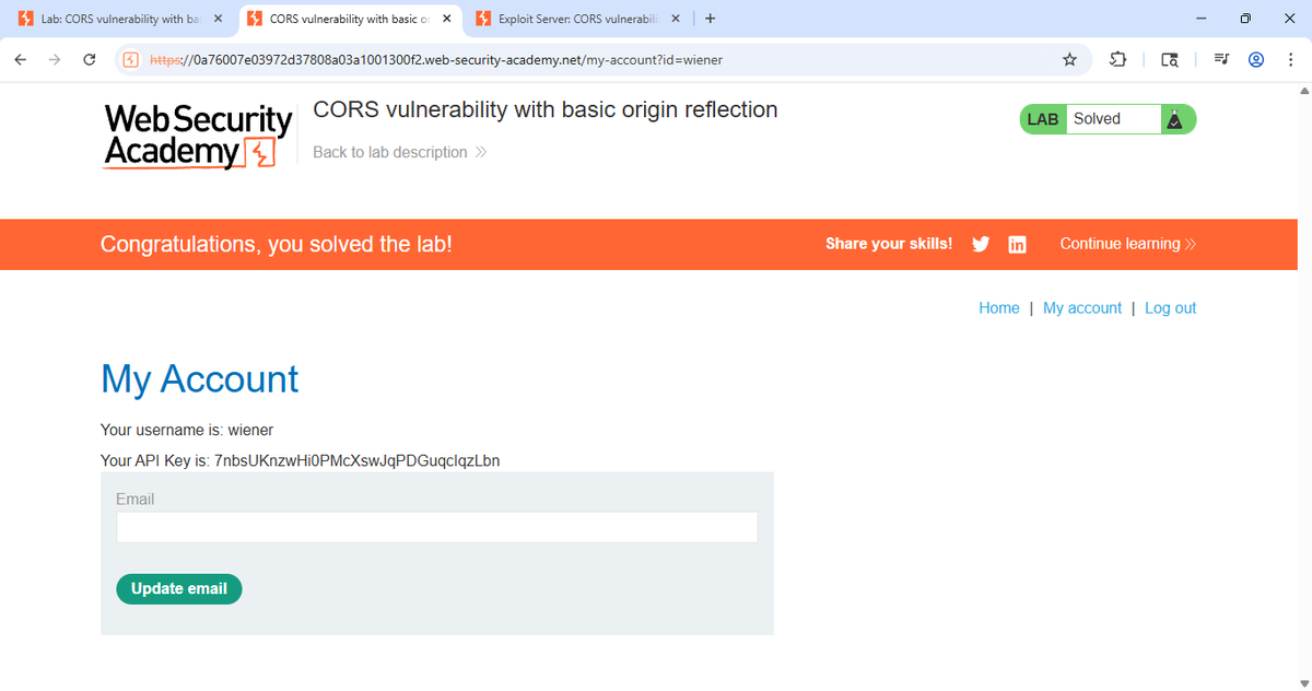 StellaObatoye's tweet photo. Day 30 &amp; 31
Neps showed me shege today!  

Completed all CORS labs on
@PortSwigger

Attended my API Security class, where I learned more about creating API Gateways and implementing security mechanisms, such as rate limiting and authorization.

#OneCybersecurityThingADay https://t.co/LlyoOIjrXO
