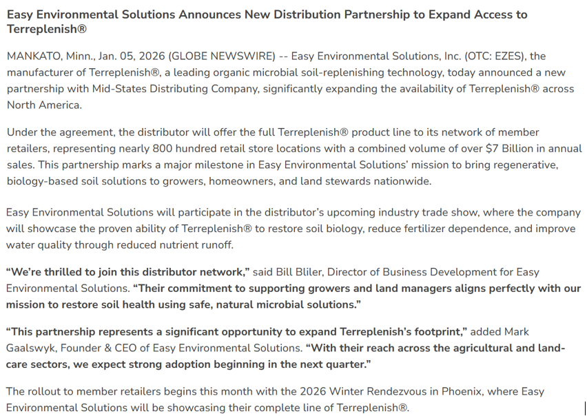 NanoOilRecovery's tweet photo. $EZES Recap of the January 5 press release on the new distribution partnership with Mid-States Distributing Company

https://t.co/cP6MRML8E2 https://t.co/N6V4afDohU