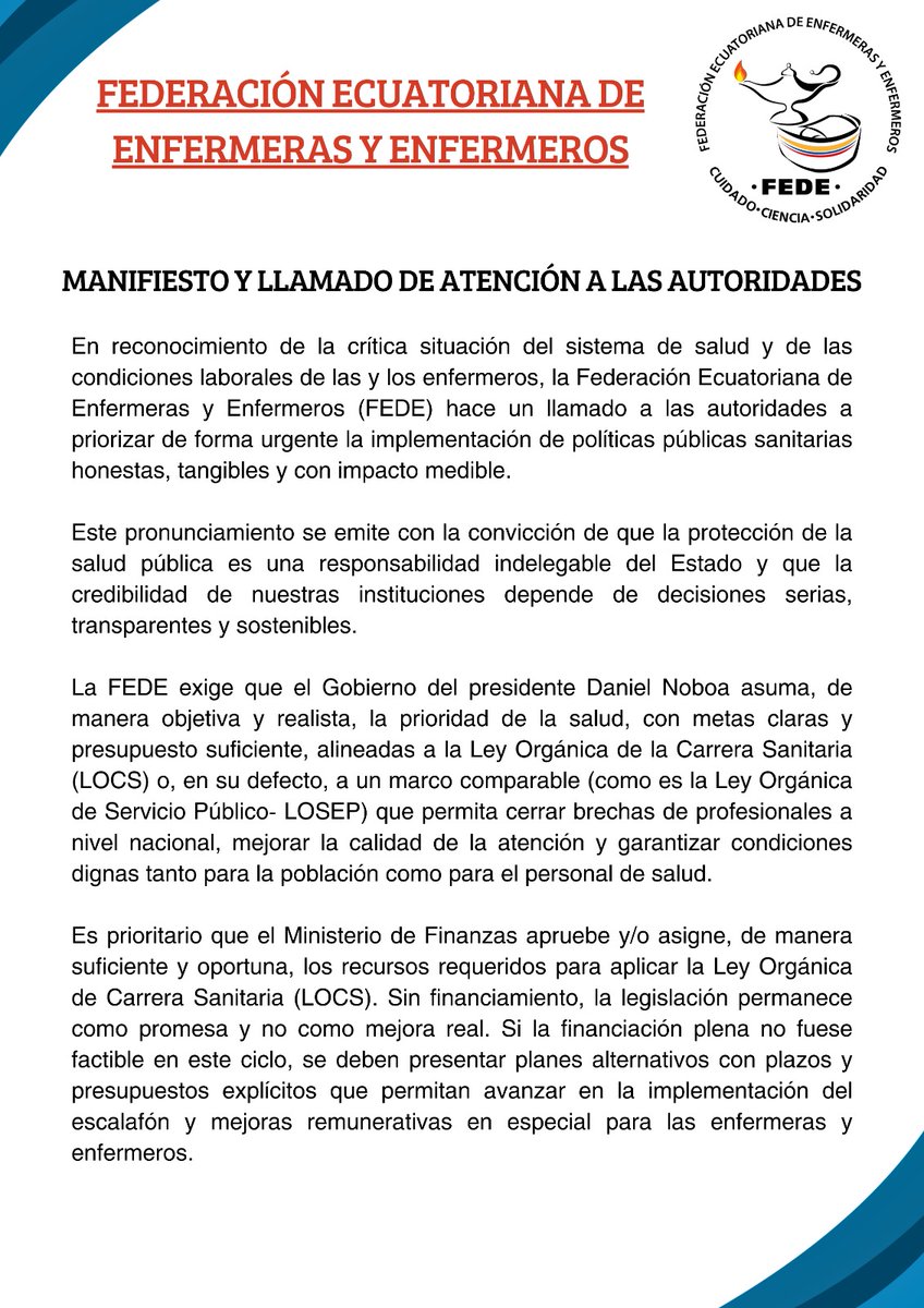 Federación Ecuatoriana de Enfermeras y Enfermeros tweet media