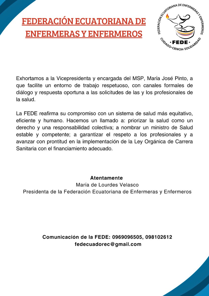 Federación Ecuatoriana de Enfermeras y Enfermeros tweet media