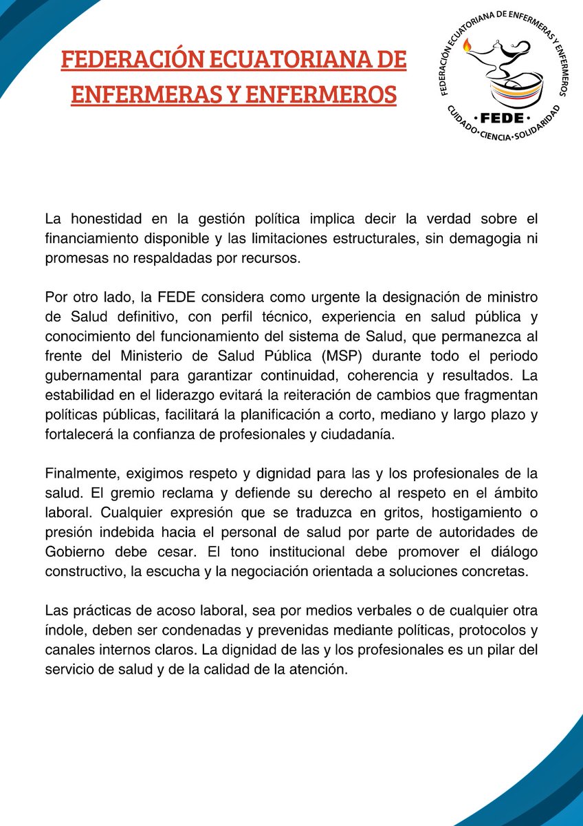 Federación Ecuatoriana de Enfermeras y Enfermeros tweet media