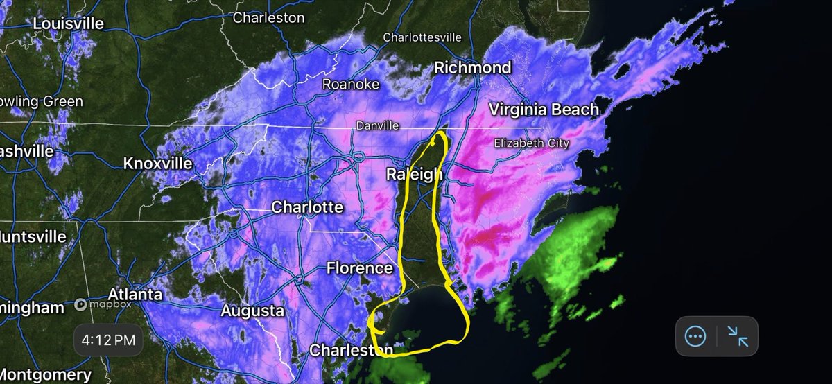 caseyskater's tweet photo. Im no weather man but id say Raleigh is getting the shaft https://t.co/xlAXSQtn9r