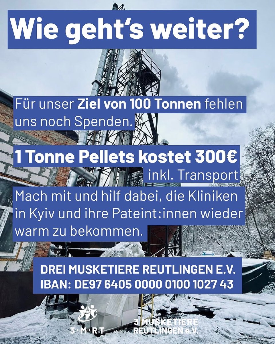 Wenn alle an einem Strang ziehen geht’s schnell: Nach nur 3 Tagen erreichen die ersten 24 Tonnen Heizpellets die Kyiver Krankenhäuser. Die nächsten 24 sind auf dem Weg. Um 100 Tonnen zu schaffen, brauchen wir Dich 🤙🏽🥰 
#Kyiv #Kyjiv #HumanitarianAid