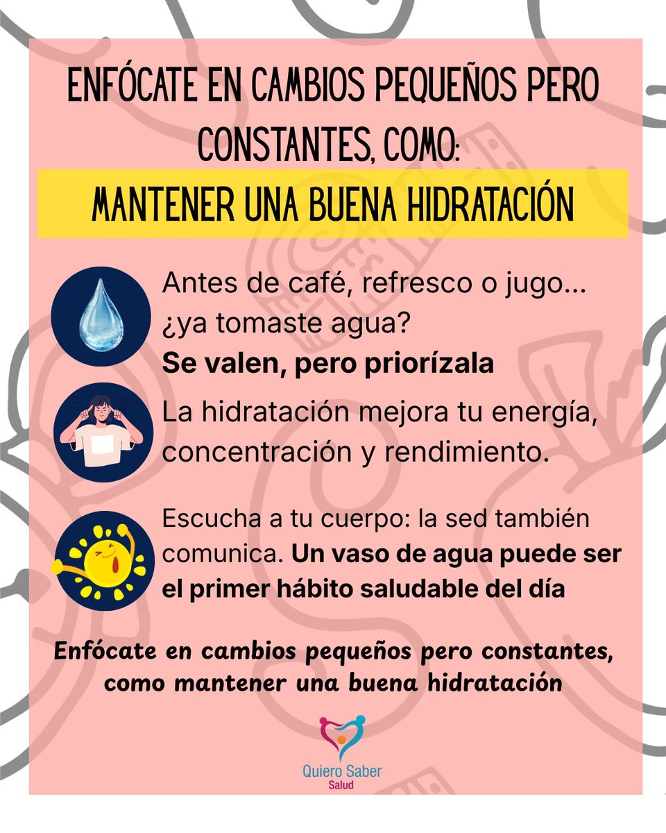 Hidratarte también es una forma de autocuidado. Empieza con pequeños ajustes en el día a día hasta lograr la meta 
Etiqueta a esa persona que no le gusta tomar agua.