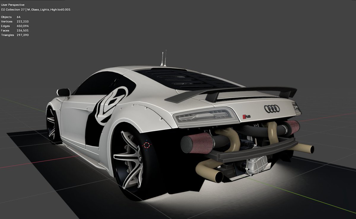 Building and remaking my own Twin Turbo LibertyWalk R8 with models I found from the automod discord server