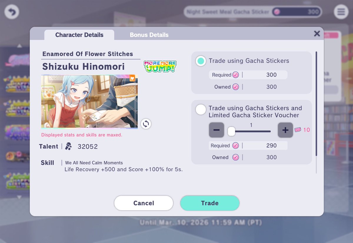 I went from 123K to 39K.. only wanted the Shizuku one and unfortunately got the Mafuyu and Len ones and even a duplicate of Len 🥀