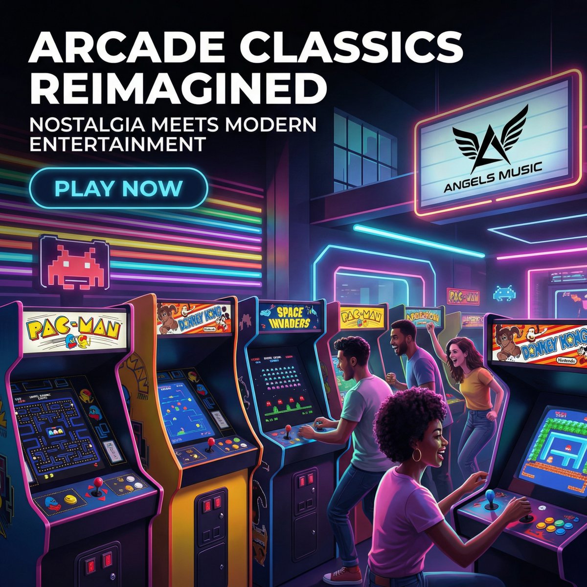 Arcade games blend nostalgia and fun, creating memorable experiences for all ages!

#AngelsMusicProductions #audiovisual #EventEntertainment #DJServices #AVRentals #PhotoBoothFun #EventLighting #ImmersiveExperiences #PartyWithAngels #EventProduction #leddancefloor