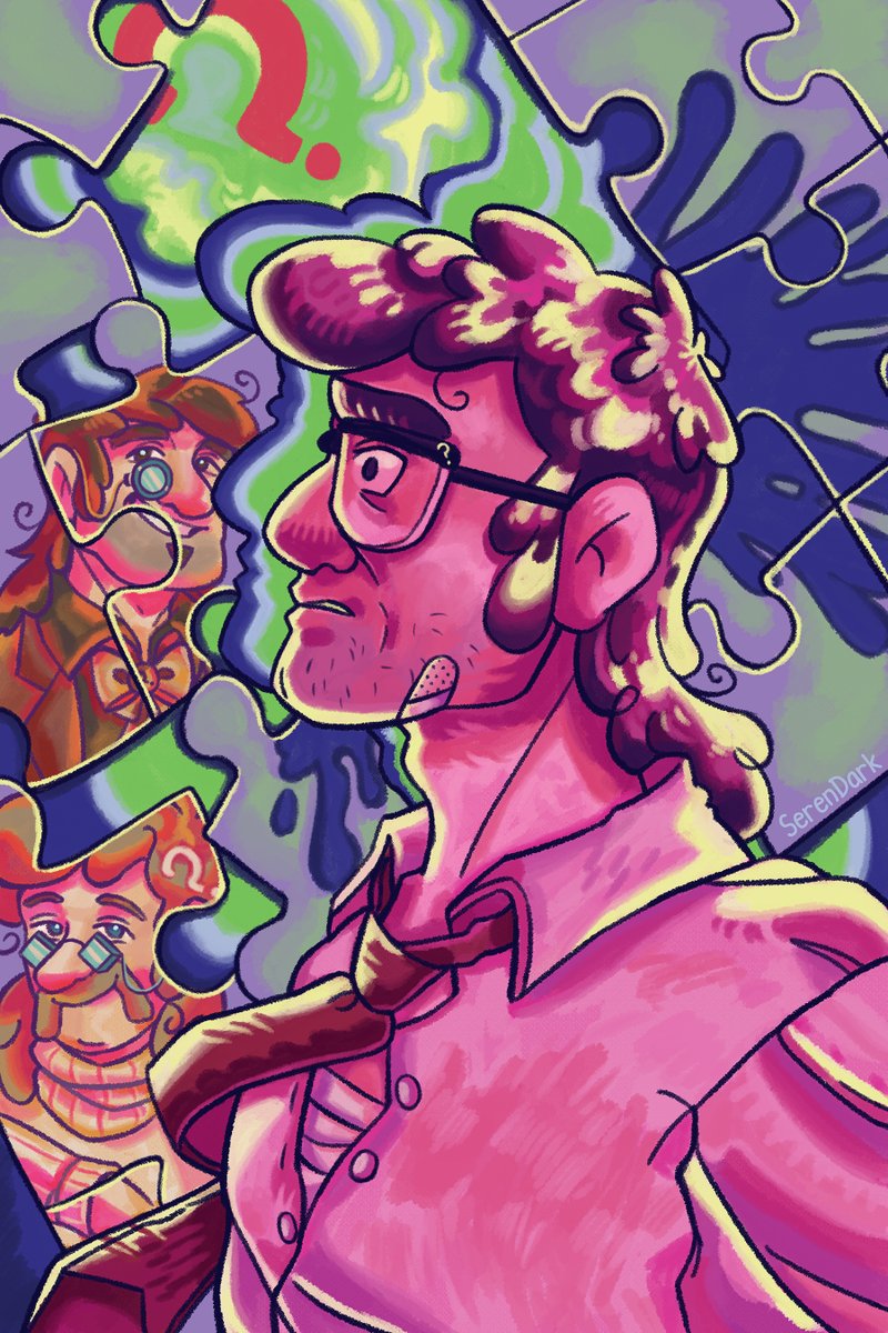 SerenDark_'s tweet photo. 🧩My Puzzle Falls AU art for Parallel Station!🔑
I really wanted to lean into the colorful, mysterious, and horrifying angle of what goes down in this AU, particularly for Ford.
It was an honor to draw @A_RetroNerd's AU, I had a lot of fun!
#GravityFalls #PuzzleFalls https://t.co/sVqZEYg5RL