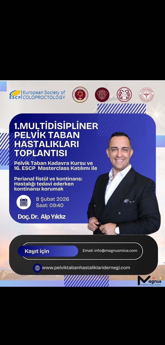 pthder's tweet photo. 🎓 Kolorektal cerrahlar pelvik tabana odaklanıyor!

📆 8 Şubat 2026 | 09:00
📍 1. Multidisipliner Pelvik Taban Hastalıkları Toplantısı
👨‍⚕️ Oturum Başkanı: Prof. Dr. Ethem Geçim
📚 Gerçek vakalar, çok yönlü çözümler

#PelvikTaban2026 #ESCP #KolorektalCerrahi #PelvikRehabilitasyon https://t.co/vm8UEanJ35