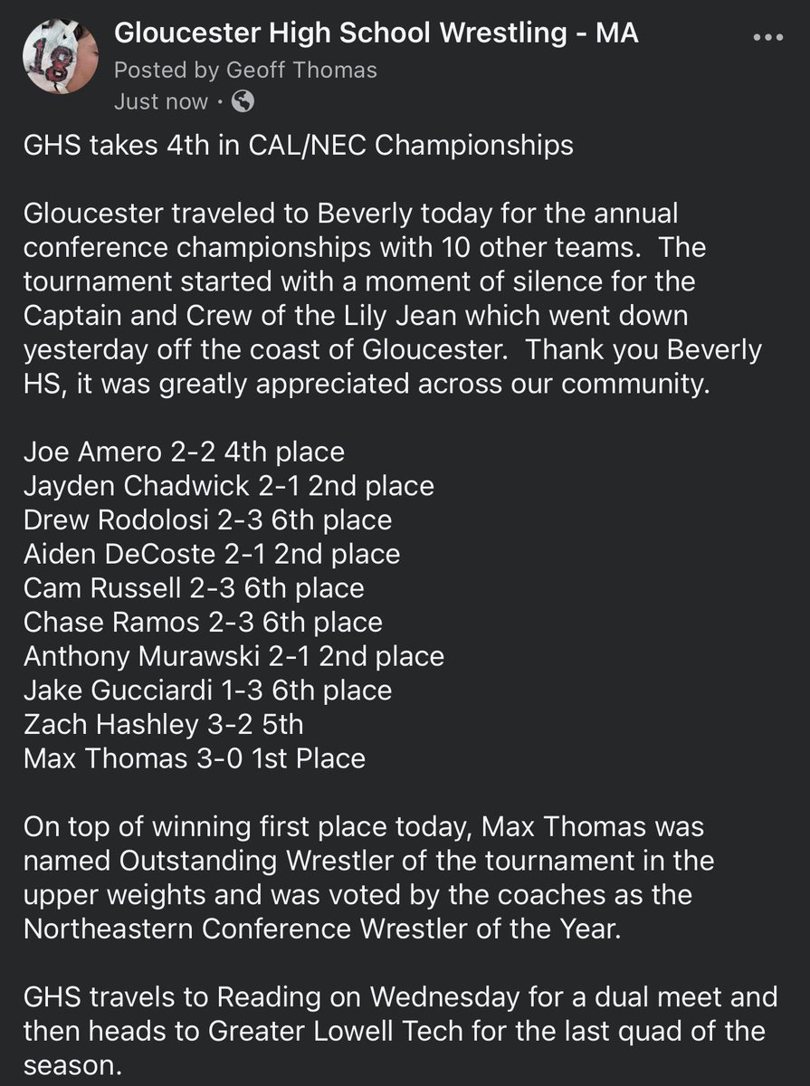 Gloucester HS (MA) Fishermen Wrestling tweet media