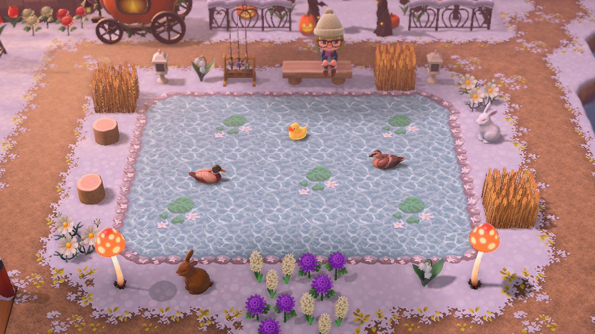 kaitofpeachy's tweet photo. Loving my duck pond on Peachy 🦆🌾💜 #acnh https://t.co/CJw7Y5JQAd