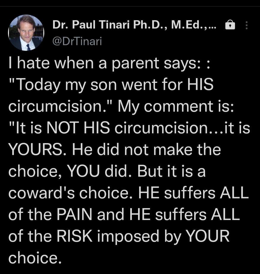 It's not HIS circumcision if you're forcing it upon him...
