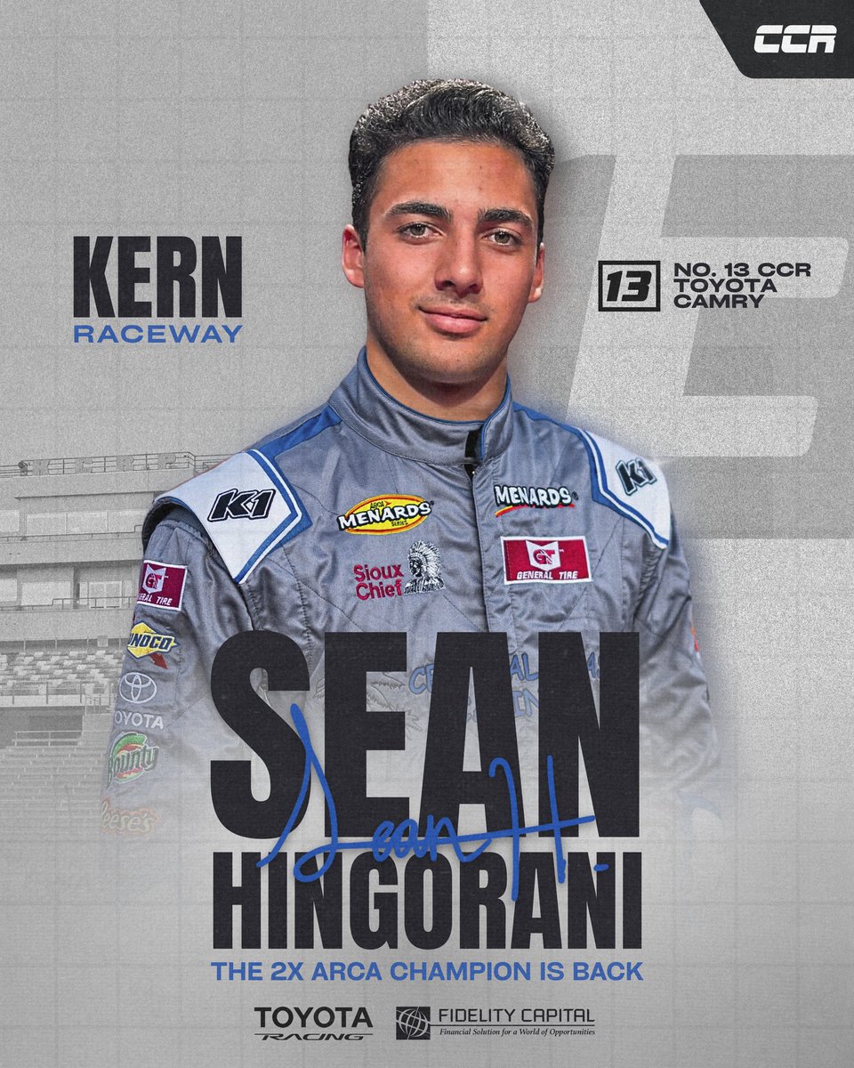 Central Coast Racing is proud to announce that Sean Hingorani has signed with CCR and will make his first start of the season with the team at Kern Raceway.

Sean is a two-time ARCA Champion (2023 &amp; 2024), bringing championship experience and a proven winning mentality to our