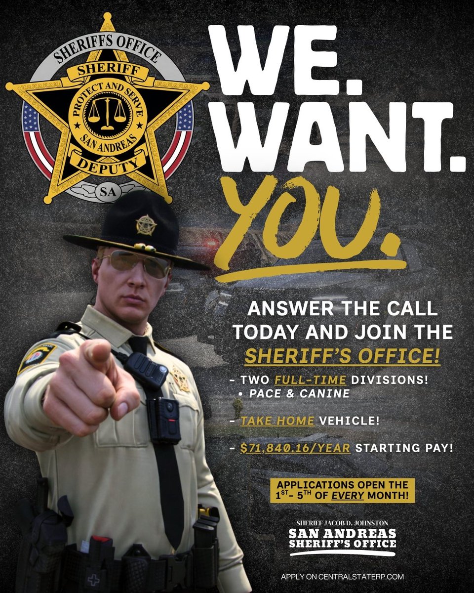 _centralstaterp's tweet photo. Sheriff's Office applications open tomorrow!! Come join the community and then get those SO applications in. https://t.co/17fGhWwg1T