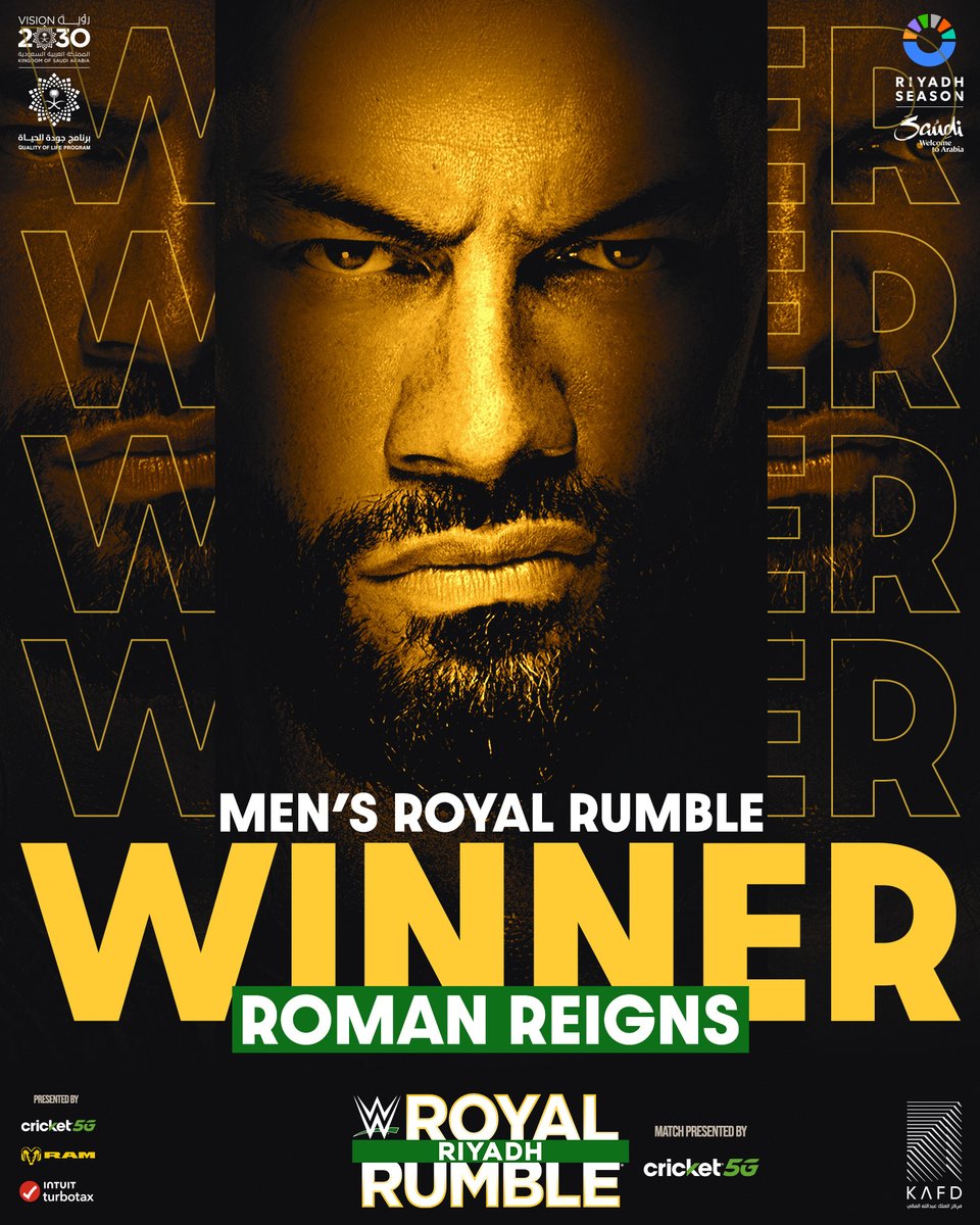WWE's tweet image. .@WWERomanReigns is your 2026 Men's Royal Rumble Winner! 🔥