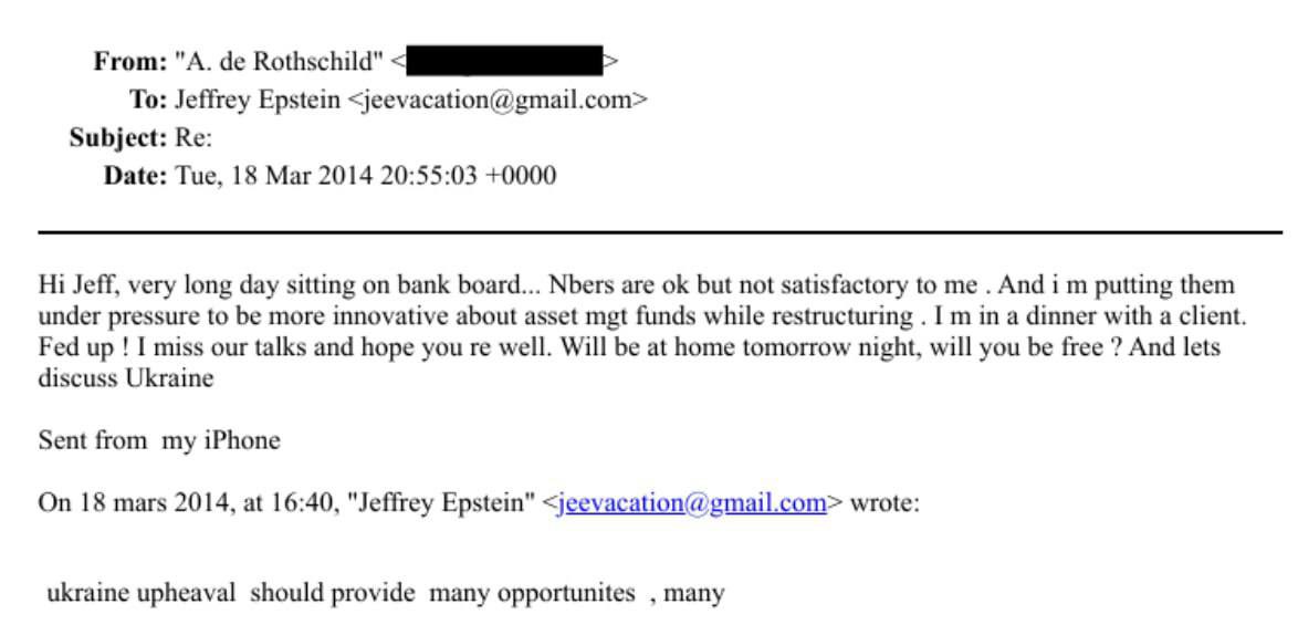 gisbert_ruben's tweet image. 🇺🇸 Jeffrey Epstein y alguien de la familia Rothschild discuten el "golpe de Estado en Ucrania" después de Maidan en 2014:  Epstein: El golpe de Estado en Ucrania debería brindar muchas, muchas oportunidades.  Rothschild: Extraño nuestras conversaciones y espero que estés bien.…