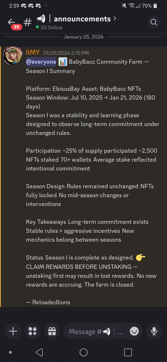 Friendly Reminder: Collect and Unstake.