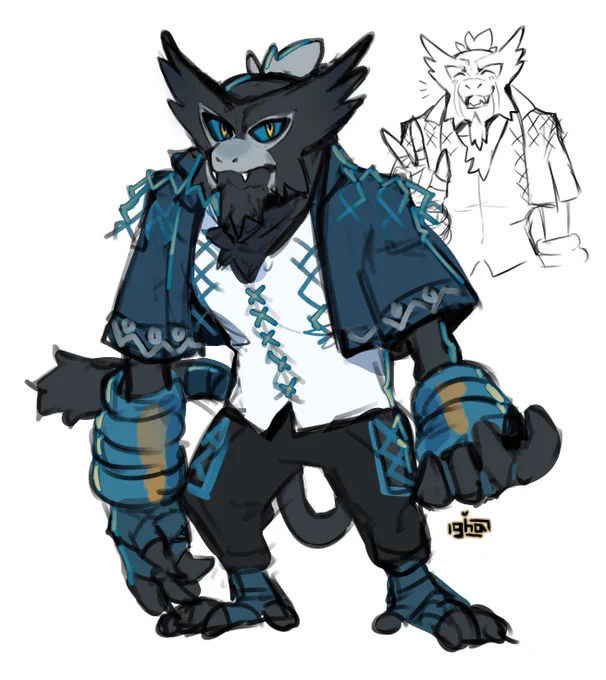 watched the zarude pokemon movie and it made me want to sketch up a zarude oc..