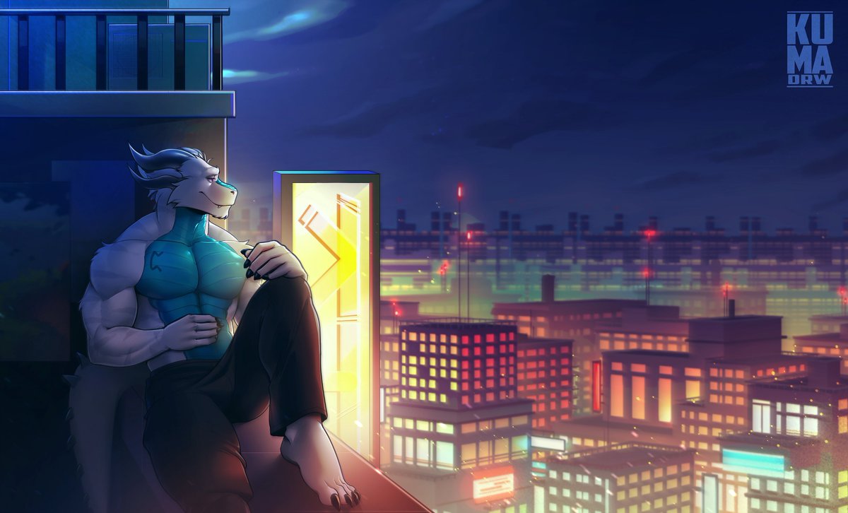 KumaDrw's tweet photo. Admiring the night from above ✨🏙

Commission made for Ratharn on Telegram https://t.co/LXbFvMyEeF