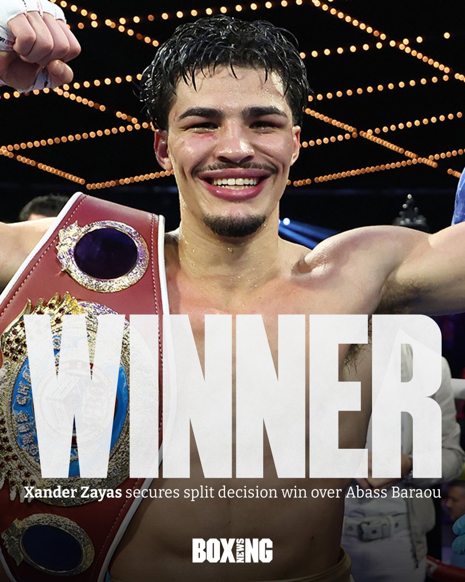 Xander Zayas outpoints Abass Baraou in their San Juan unification clash. 🇵🇷

Scores: 112-116 &amp; 116-112 (x2)

#ZayasBaraou