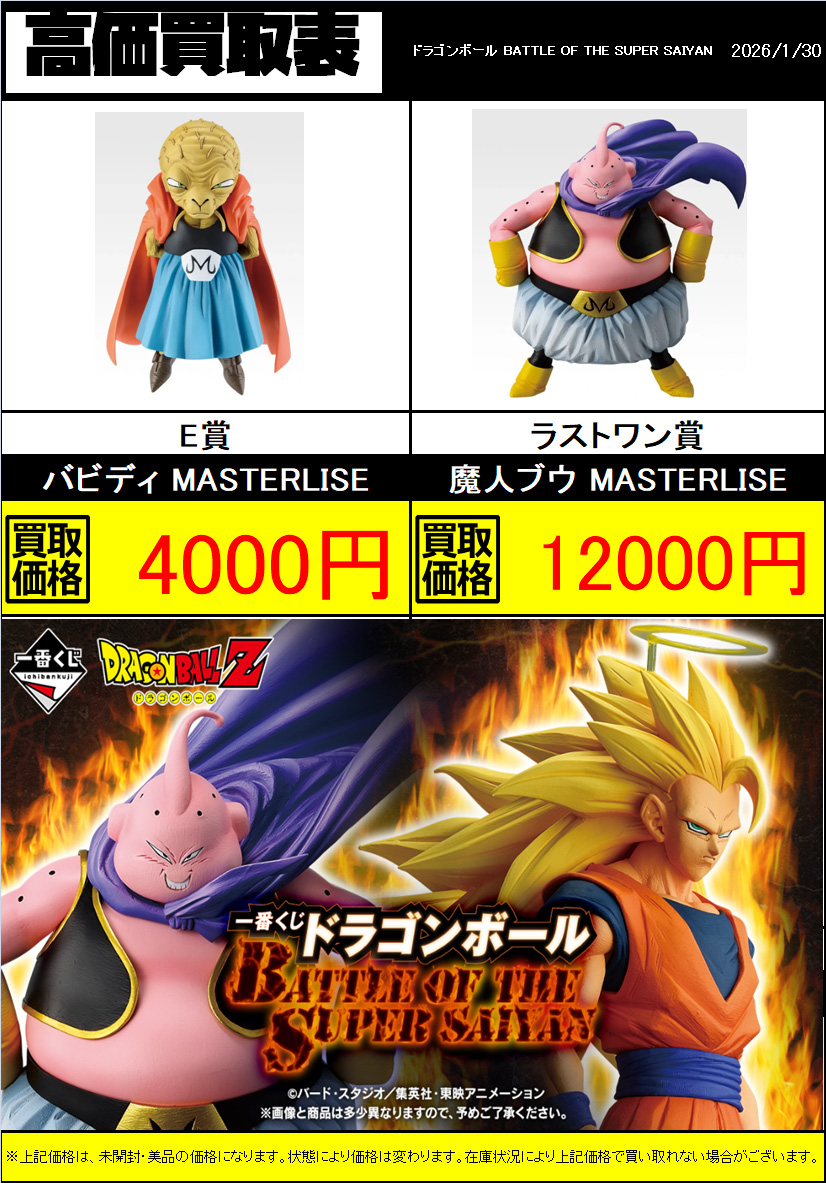 新作買取情報】 一番くじ ドラゴンボール BATTLE OF THE SUPER SAIYAN