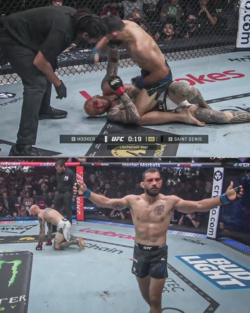 espnmma's tweet photo. BENOIT SAINT DENIS FINISHES DAN HOOKER AT #UFC325 😲 https://t.co/CmhITw39cK