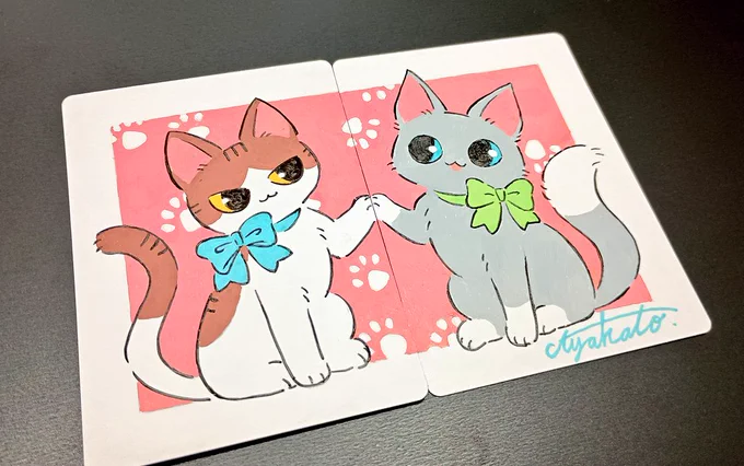 2枚1組の猫スケッチ入りアーティストプルーフを出品させていただきます よろしくお願いいたします～!