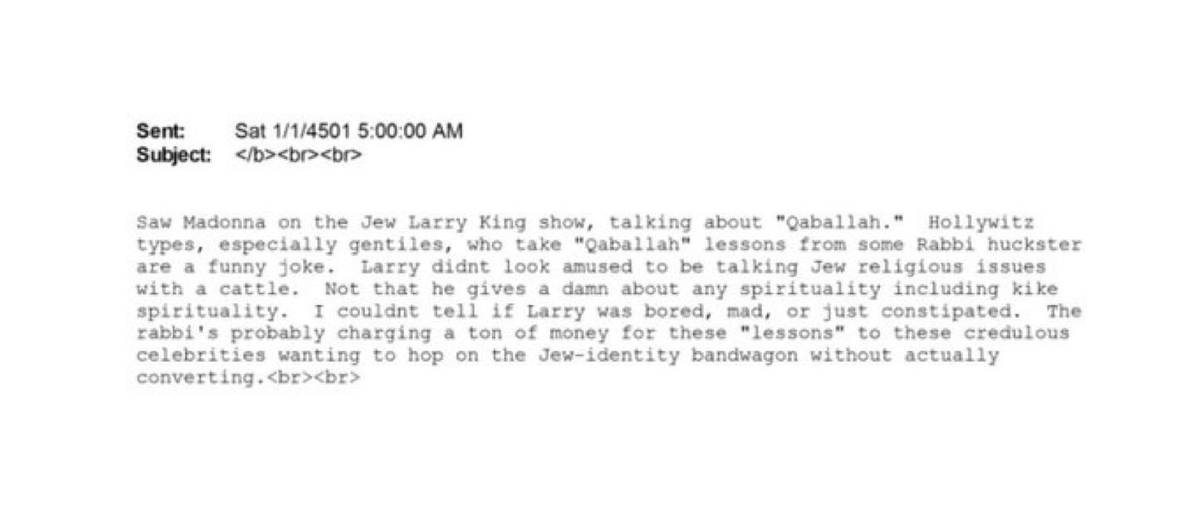 ChadAbrazo's tweet image. #EpsteinFiles | Epstein despotrica contra Madonna tras verla hablar de Cábala en el programa de Larry King: "Se burla de su interés por el misticismo judío, se burla de las celebridades que exploran la religión y usa un lenguaje abiertamente racista para desestimar todo el asunto…