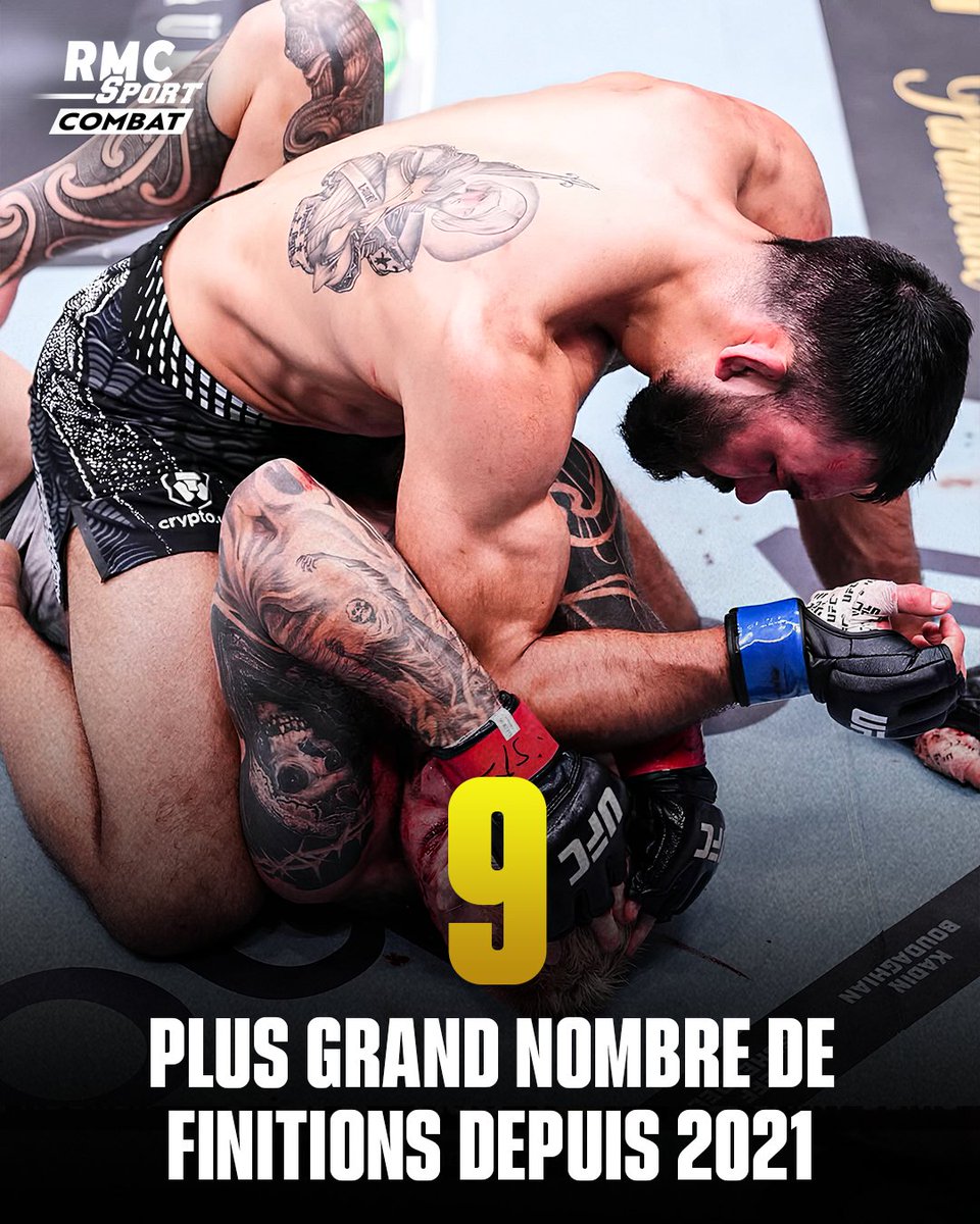 🚀Avec sa victoire de ce soir, Benoît Saint Denis est le seul combattant à avoir 9 finitions à l'UFC depuis 2021. 

👉 Il passe devant Islam Makhachev et Alex Pereira (8).