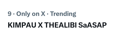 TOP NINE NA! Itaas pa natin!
Let's go, Kimpaulandia!!! 

KIMPAU X THEALIBI SaASAP

#KimChiu #PauloAvelino
#TheAlibi