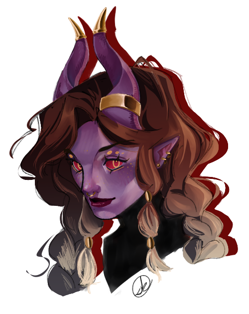 truthfully, i have not watched the dnd stream,...

HOWEVER! i heard gem was playing a tiefling so ofc i have to draw her 
#geminitayfanart #geminitay (untag in replies pls!)