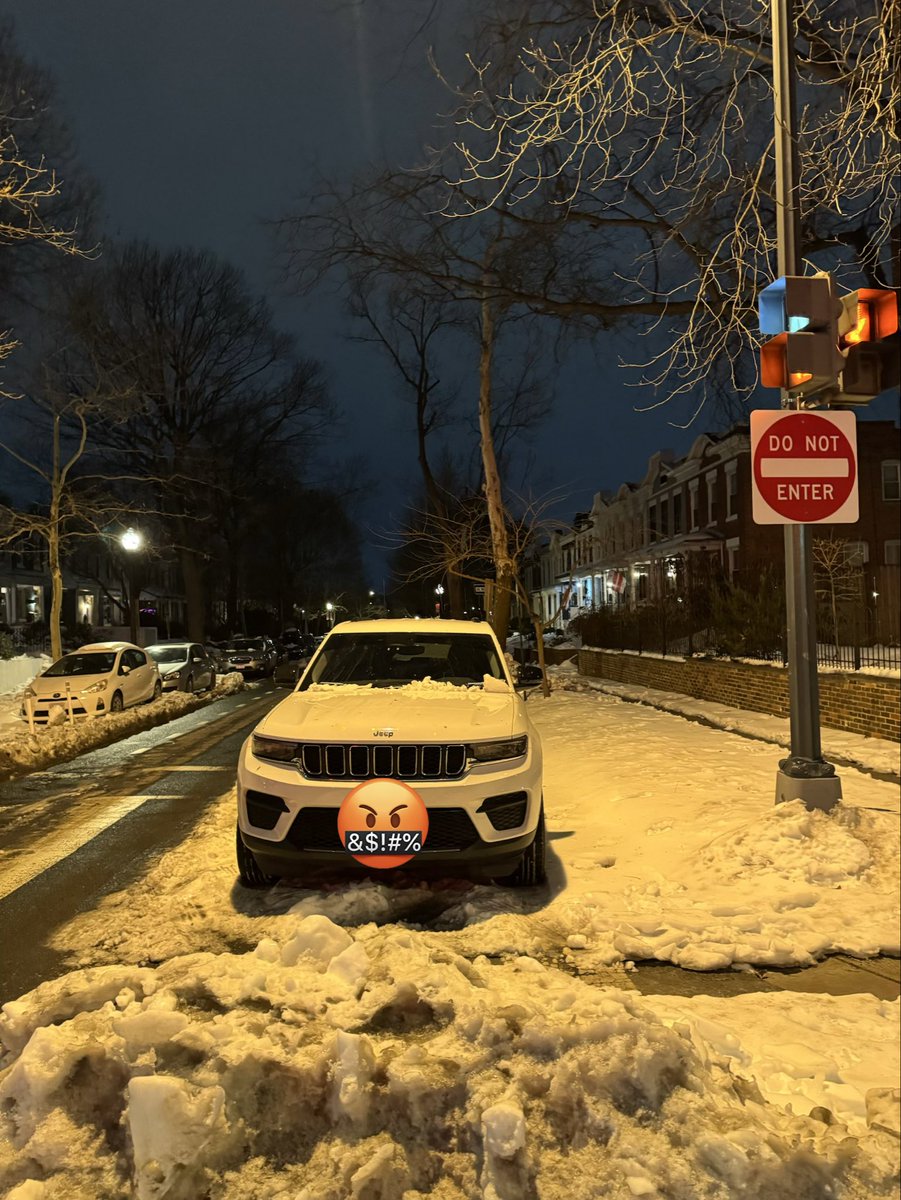 seandln's tweet photo. @311DCgov @DCPoliceDept please send someone to ticket or tow this car. They have repeatedly parked in the crosswalk since the snow storm. MD tag. Corner of 14th St and C, NE https://t.co/gEUKFsFGot