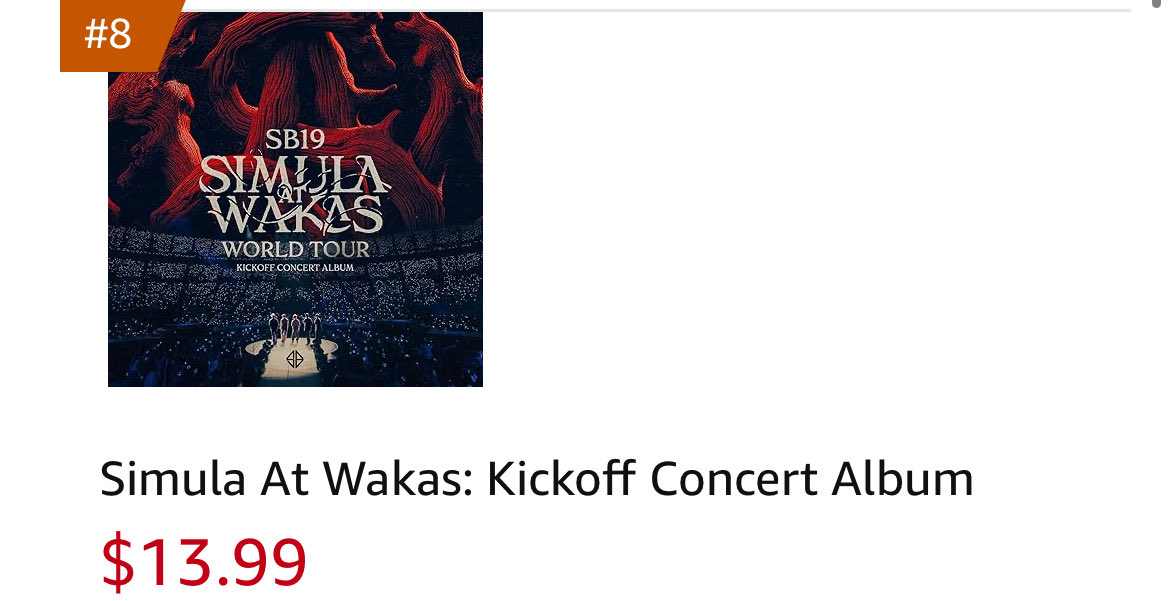 SBretmanStone's tweet photo. JUST IN: Simula at Wakas World Tour: Kickoff Concert Album debuts at #8 on the US Amazon Best Seller Albums Chart (All Genres).

This marks SB19’s SECOND ALBUM to break into the chart’s Top 10.

@SB19Official #SB19 https://t.co/sR3sy8s1bD