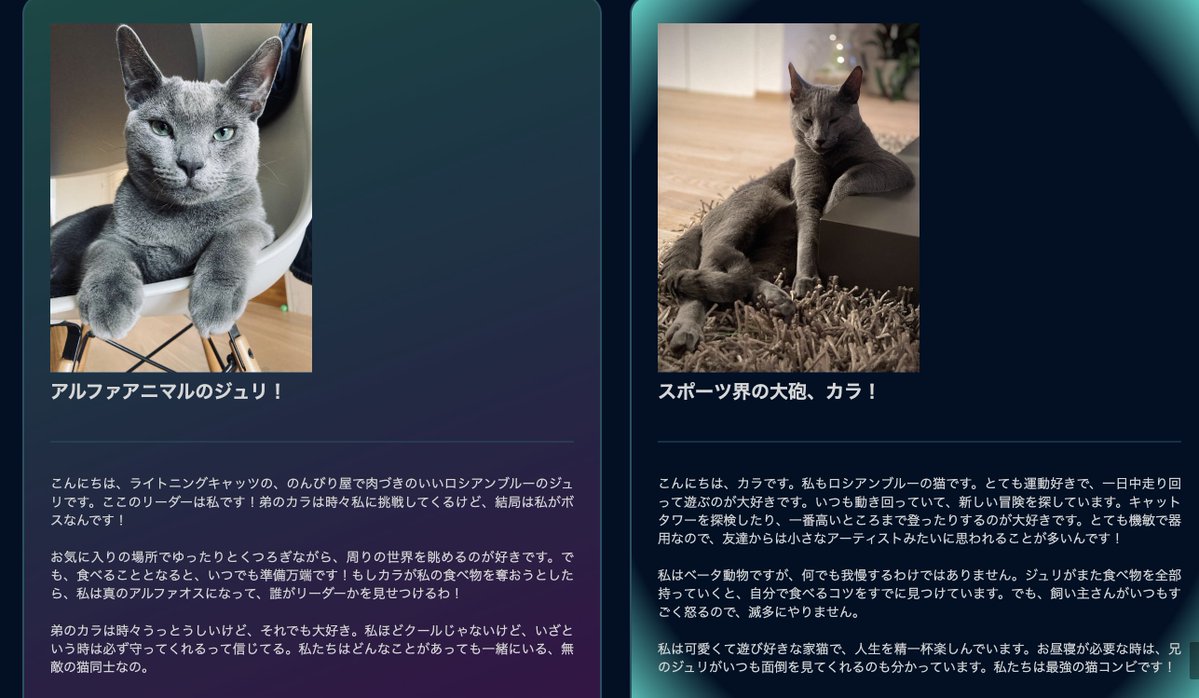 ちなみに「Juri」と「Kala」と呼ばれている ２匹の猫ちゃんがいるようですね👀 ※餌をあげすぎないように注意してください