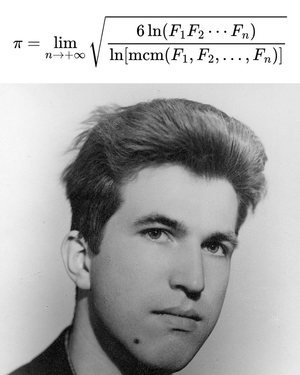 Math_files's tweet photo. In 1985, the Russian mathematician Yuri V. Matiyasevich, discovered a wonderful and surprising formula that links π to the Fibonacci numbers. https://t.co/efkoiqJi4D